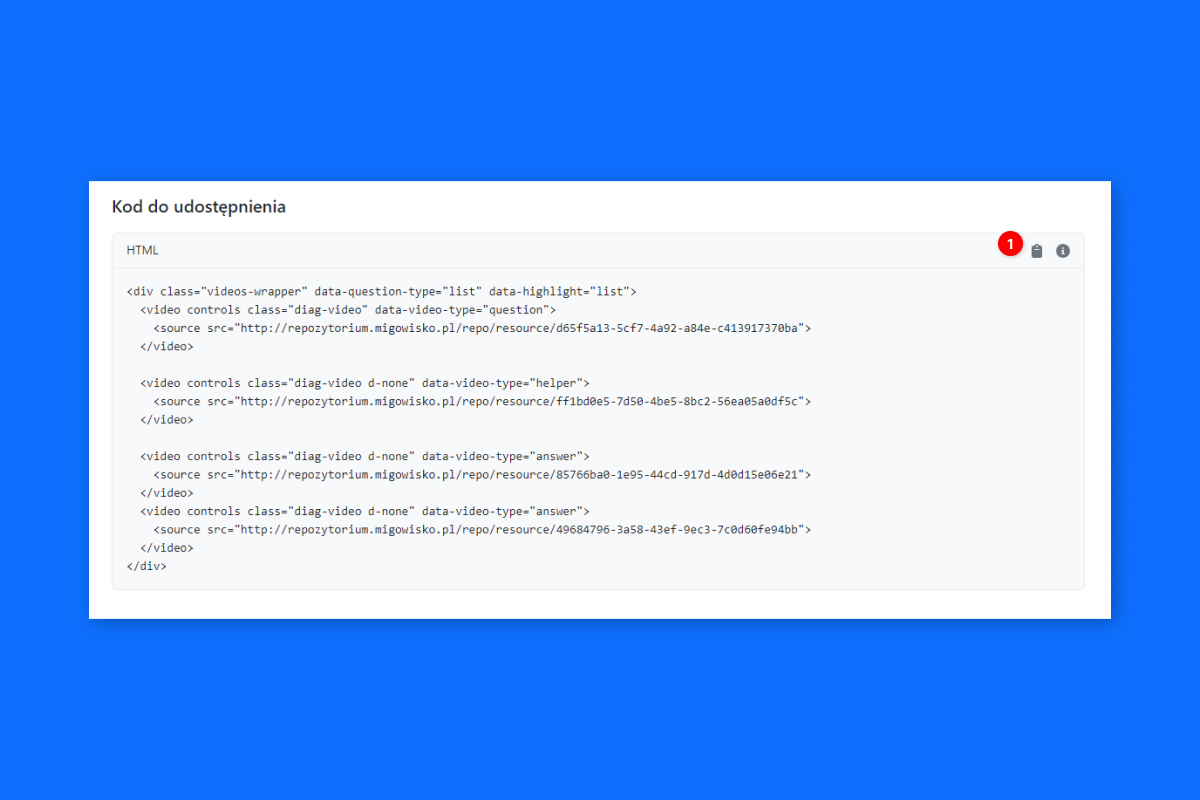 Widok pola w którym znajduje się kod HTML