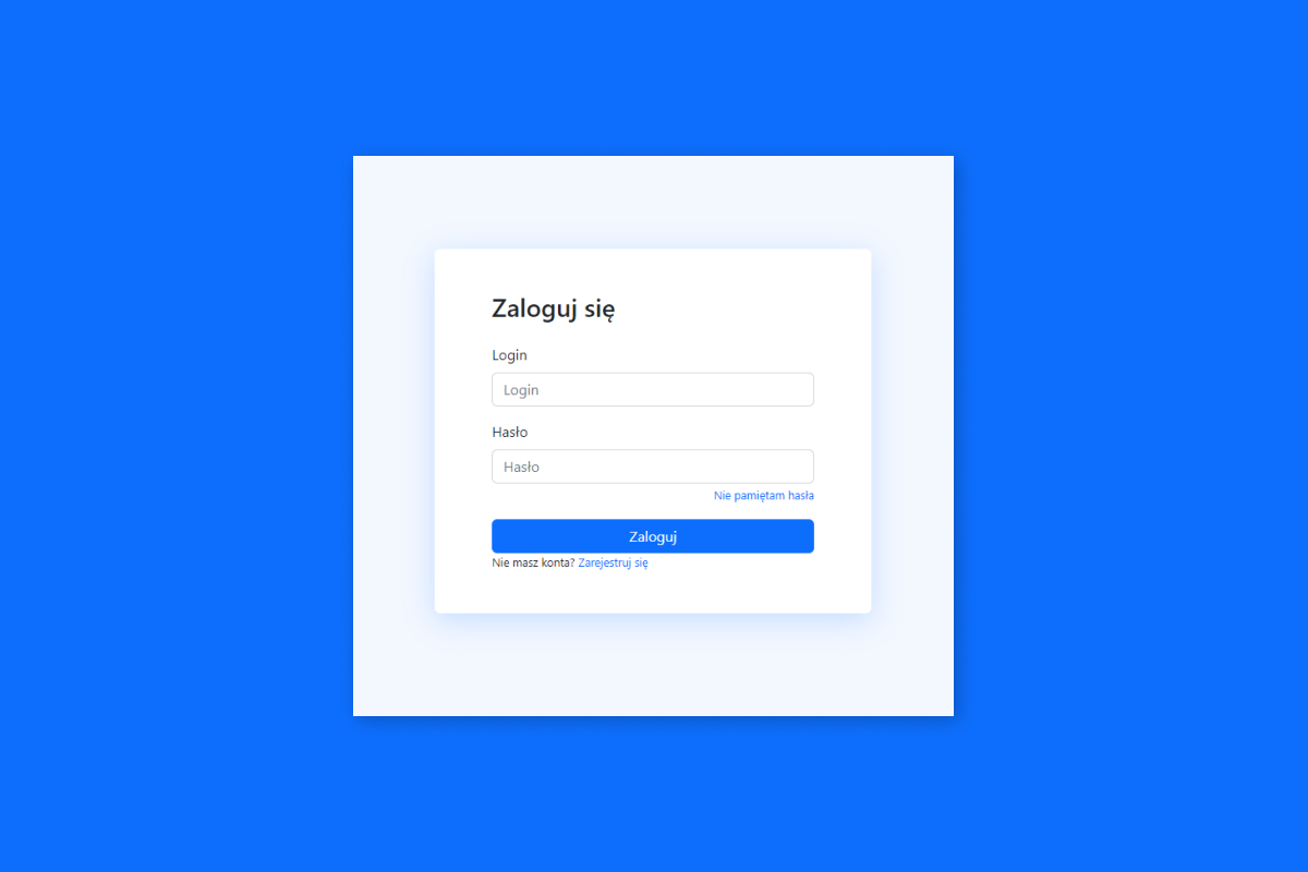 Okno logowania do aplikacji. Widoczne są dwa pola do wpisania loginu i hasła.